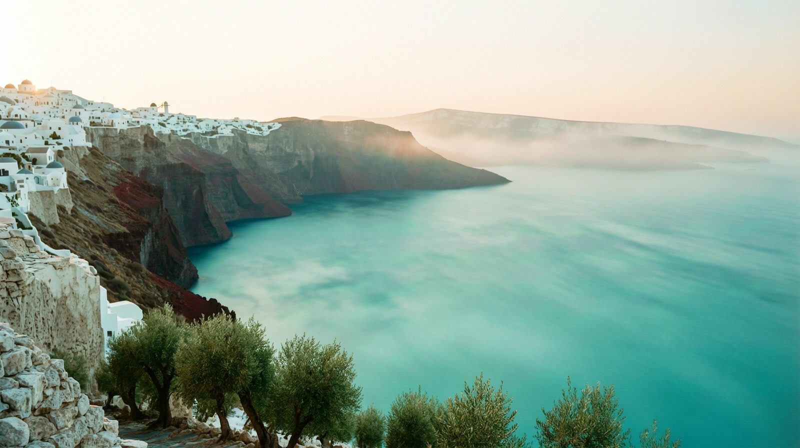 Serene Mediterranean coastline at dawn