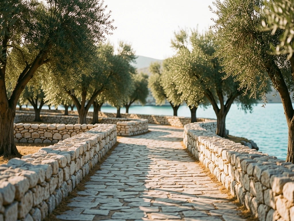 Stony path in olive grove